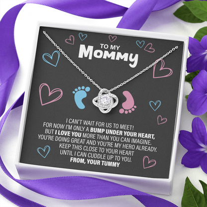 To The New Mom - Baby Feet - Love Knot Necklace - JustFamilyThings