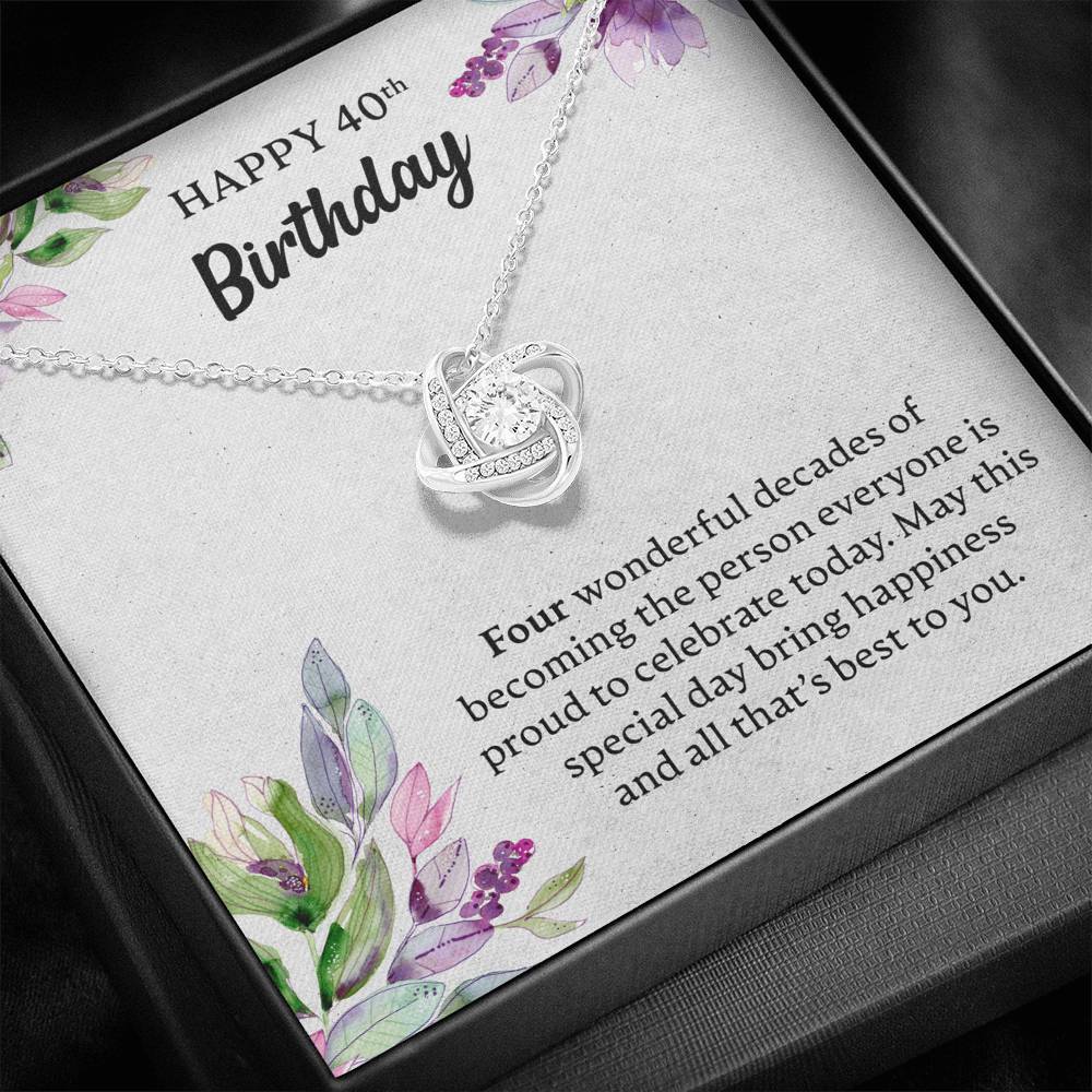 Happy 40th Birthday Necklace, Happy 40th Birthday Gift, 40th Birthday Jewelry Gift - JustFamilyThings