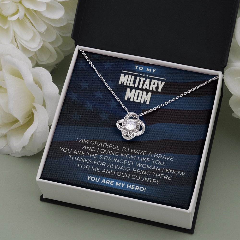 to my Military Mom, you are my hero - Love Knot Necklace - JustFamilyThings