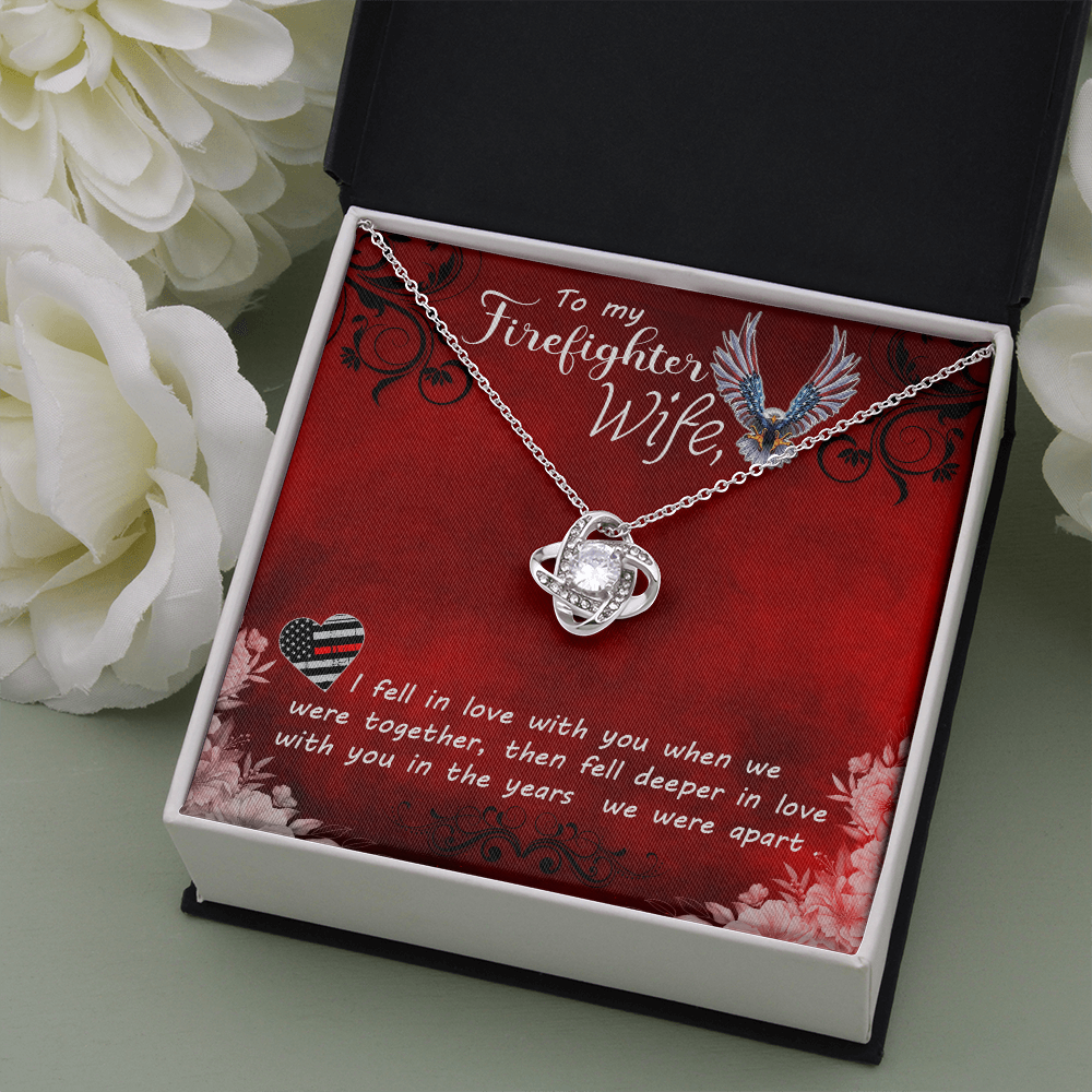to my Firefighter wife - Love Knot Necklace - JustFamilyThings