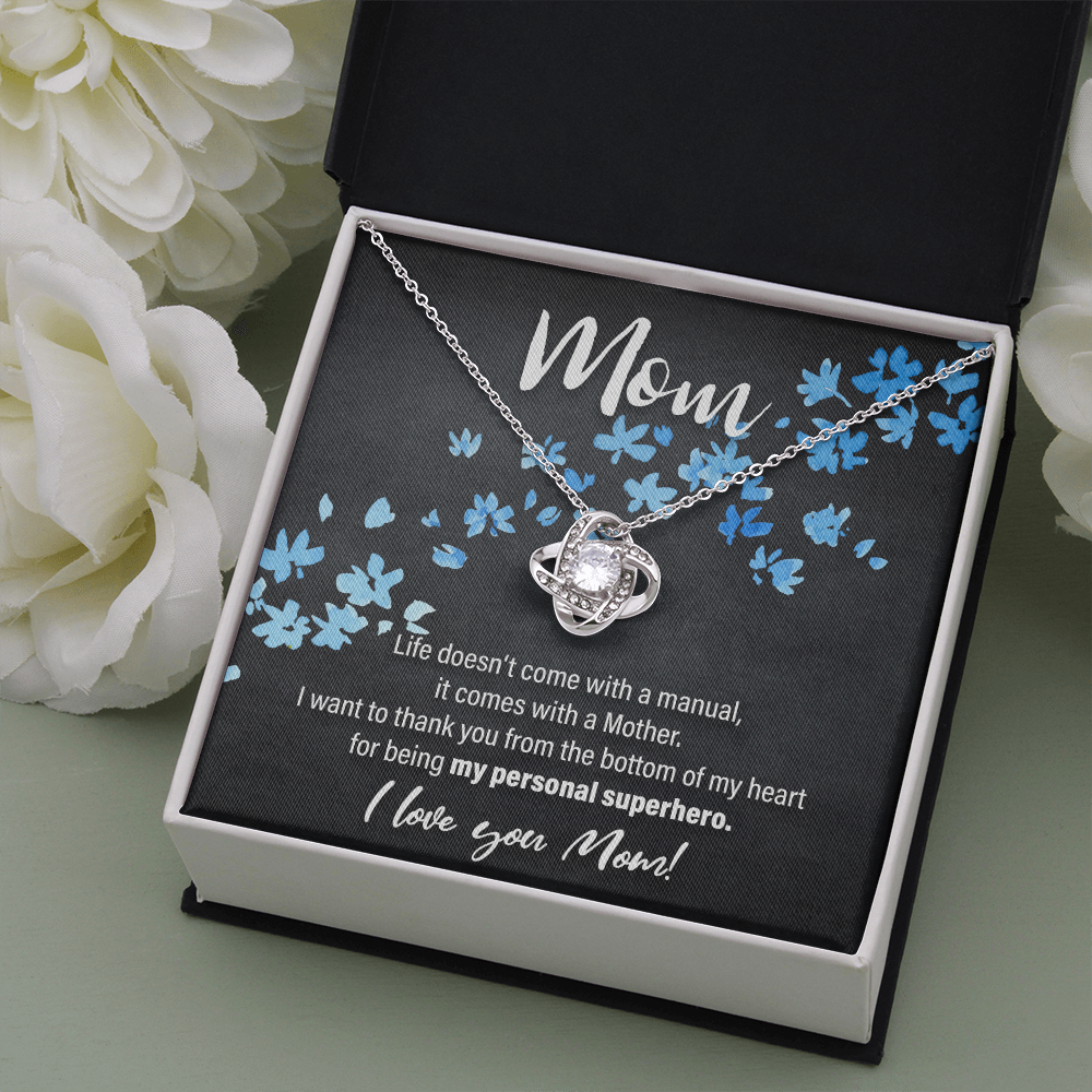 mom, my personal superhero - Love Knot Necklace - JustFamilyThings