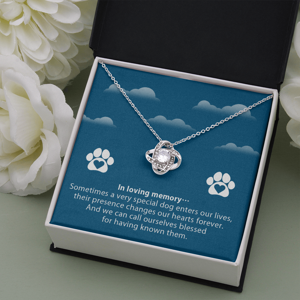 In loving memory - dog remembrance - Love Knot Necklace - JustFamilyThings