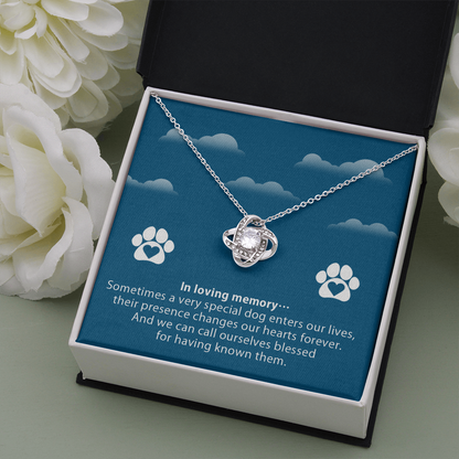 In loving memory - dog remembrance - Love Knot Necklace - JustFamilyThings