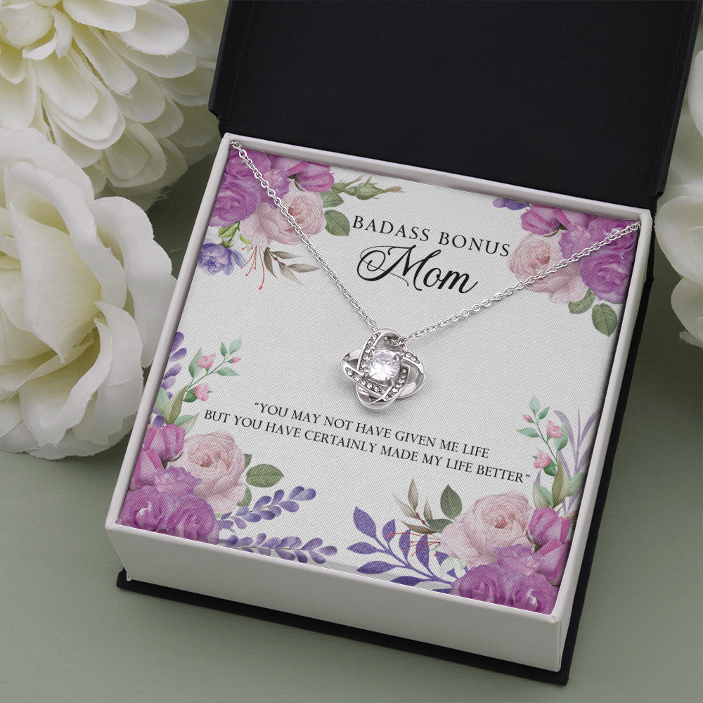 Bad Ass Bonus Mom - Love Knot Necklace - JustFamilyThings