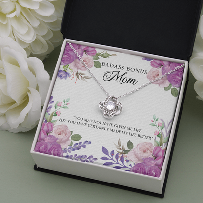Bad Ass Bonus Mom - Love Knot Necklace - JustFamilyThings
