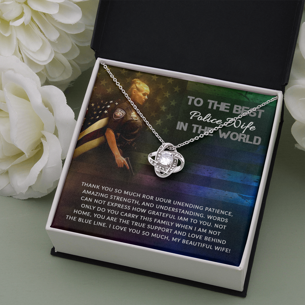 to the best police wife - Love Knot Necklace - JustFamilyThings