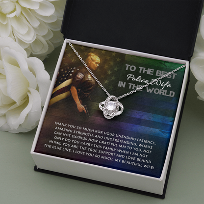 to the best police wife - Love Knot Necklace - JustFamilyThings