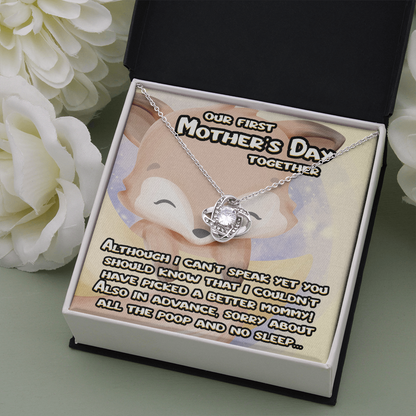 our first mother's day together, from baby to mom - Love Knot Necklace - JustFamilyThings