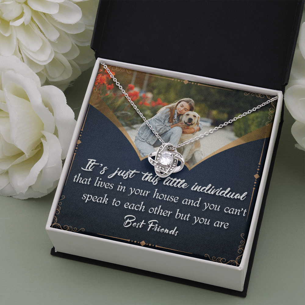 Custom Dog Photo - Best Friends - Love Knot Necklace - JustFamilyThings