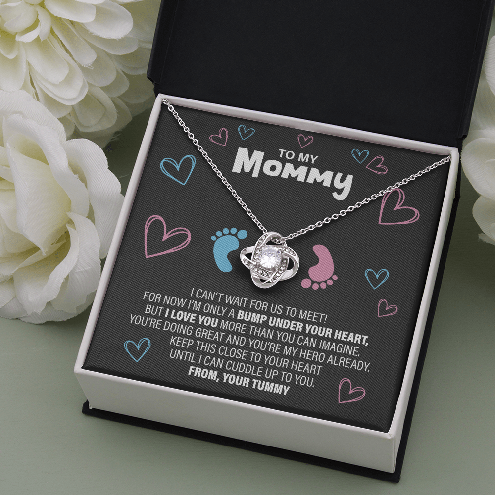 To The New Mom - Baby Feet - Love Knot Necklace - JustFamilyThings