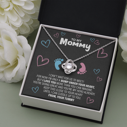 To The New Mom - Baby Feet - Love Knot Necklace - JustFamilyThings