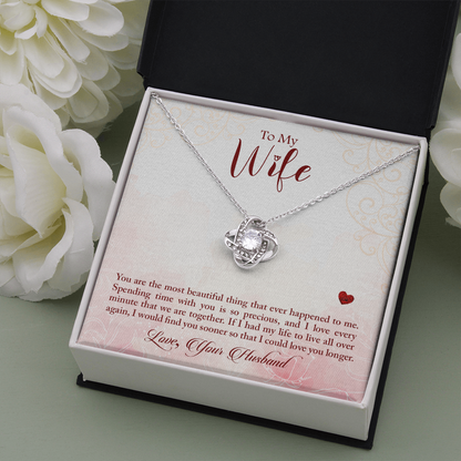 To my wife - You are the most beautiful thing - Love Knot Necklace - JustFamilyThings