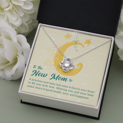 To the New Mom - A precious new baby - Love Knot Necklace - JustFamilyThings