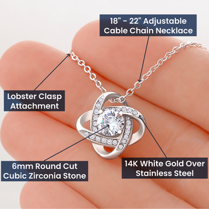 To the New Mom - A precious new baby - Love Knot Necklace - JustFamilyThings