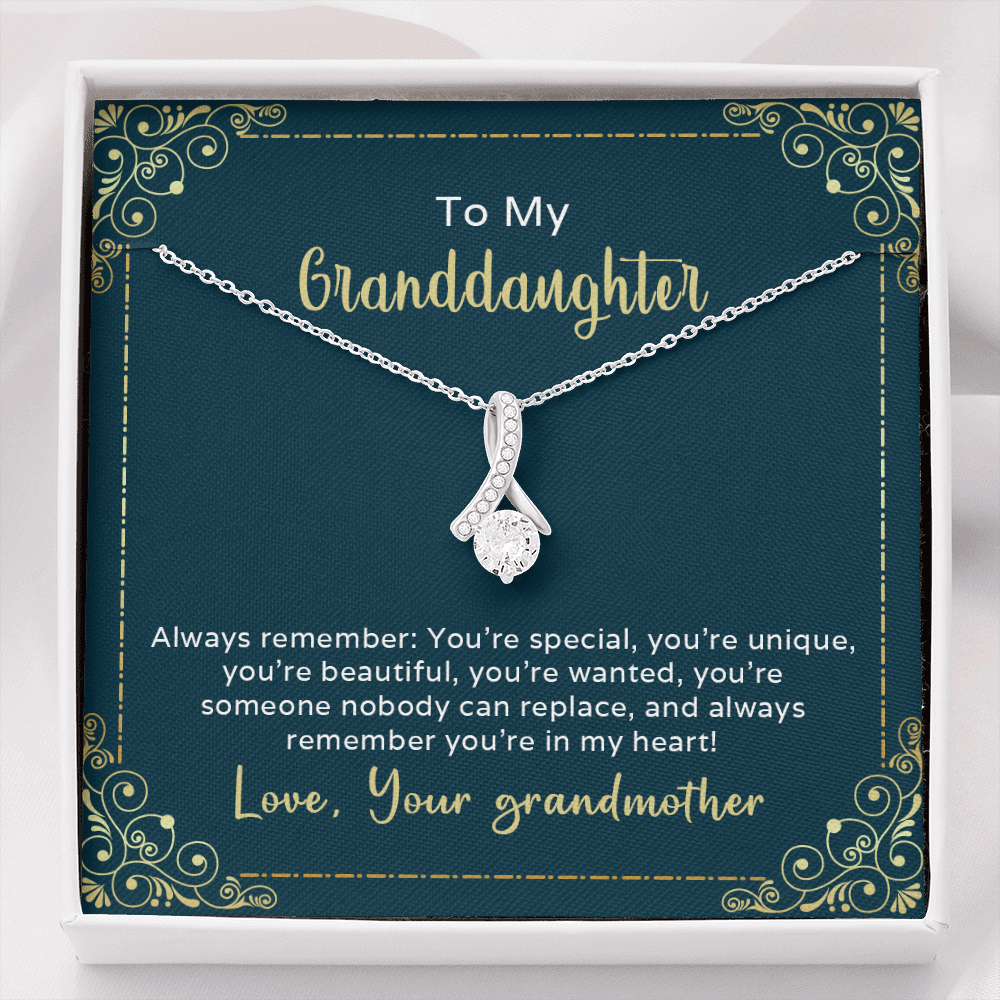 To my granddaughter from grandmother - always remember you're special - Alluring Beauty Necklace - JustFamilyThings