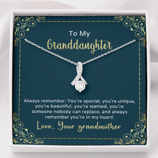 To my granddaughter from grandmother - always remember you're special - Alluring Beauty Necklace - JustFamilyThings