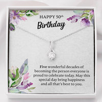 Load image into Gallery viewer, Happy 50th Birthday Necklace, Happy 50th Birthday Gift, 50th Birthday Jewelry Gift - JustFamilyThings
