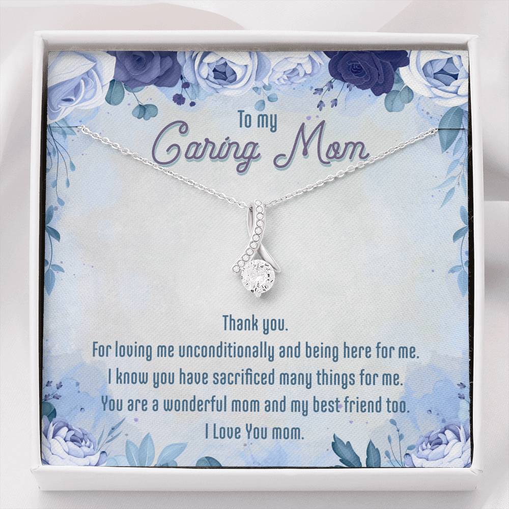 To My Caring Mom Alluring Beauty Necklace, Thank You Mom Gift, I love You Mom Necklace - JustFamilyThings