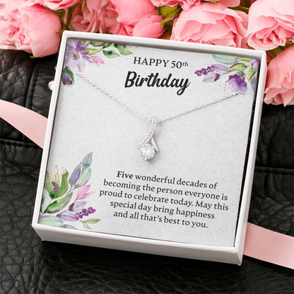 Happy 50th Birthday Necklace, Happy 50th Birthday Gift, 50th Birthday Jewelry Gift - JustFamilyThings