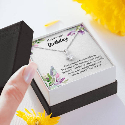 Happy 50th Birthday Necklace, Happy 50th Birthday Gift, 50th Birthday Jewelry Gift - JustFamilyThings