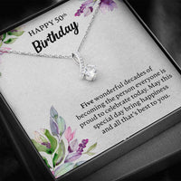Load image into Gallery viewer, Happy 50th Birthday Necklace, Happy 50th Birthday Gift, 50th Birthday Jewelry Gift - JustFamilyThings
