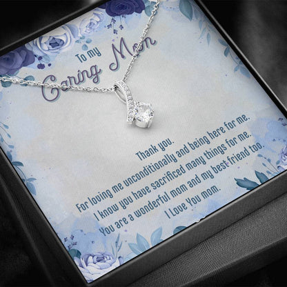 To My Caring Mom Alluring Beauty Necklace, Thank You Mom Gift, I love You Mom Necklace - JustFamilyThings