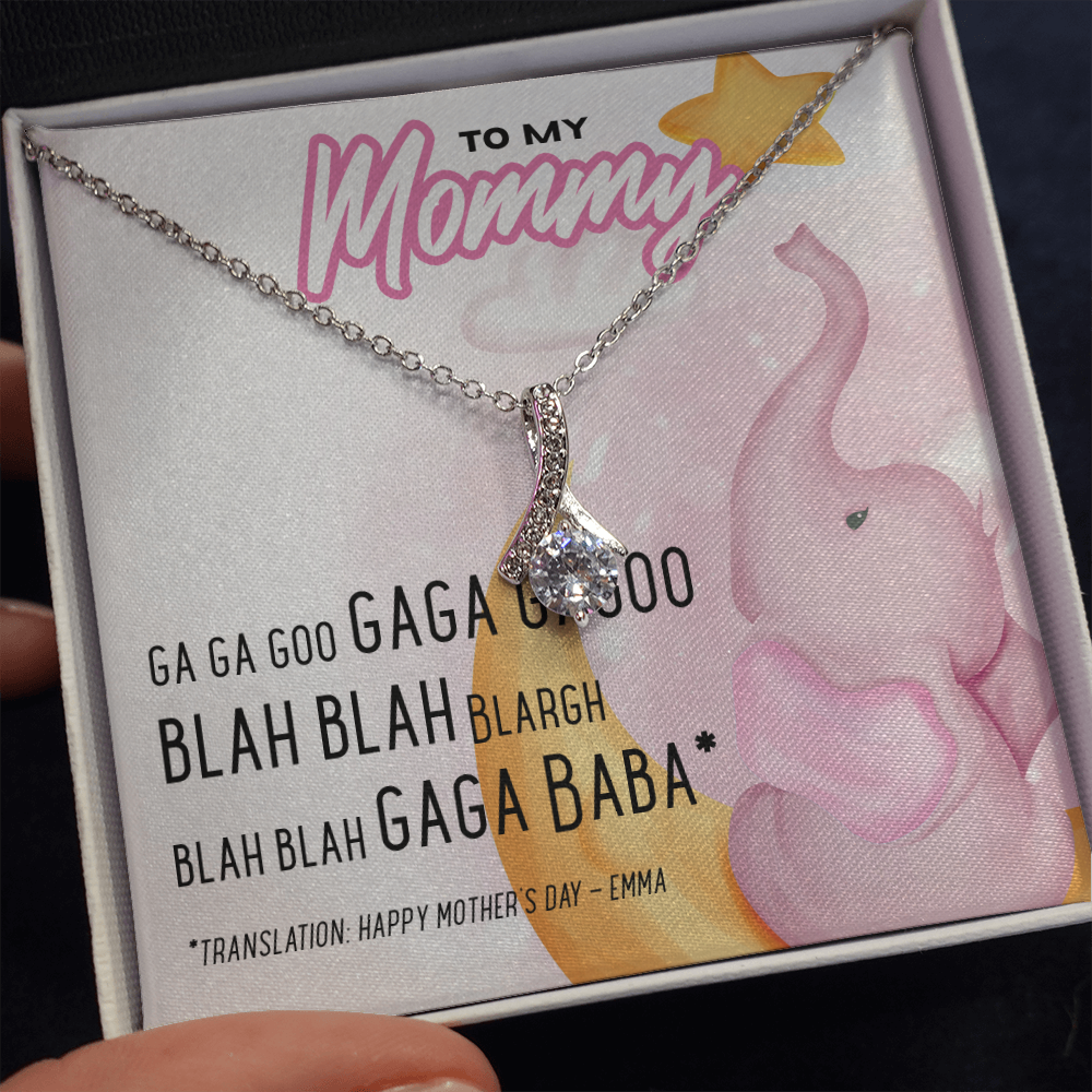 personalized - happy mothers day goo goo gaga - Pink - Alluring Beauty Necklace - JustFamilyThings
