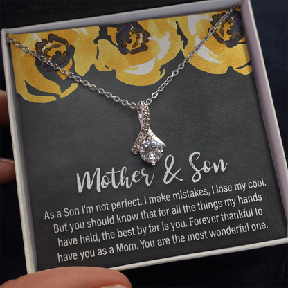 mother and son - as a son I'm not perfect - Alluring Beauty Necklace - JustFamilyThings