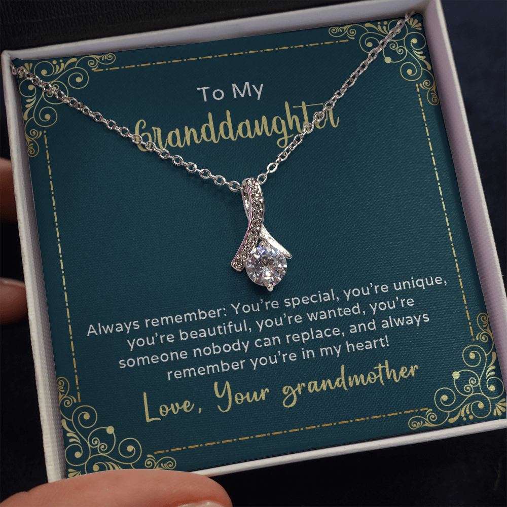 To my granddaughter from grandmother - always remember you're special - Alluring Beauty Necklace - JustFamilyThings