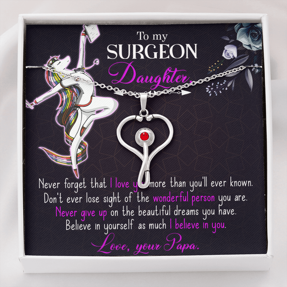 To my surgeon daughter from dad - Stethoscope Necklace - JustFamilyThings