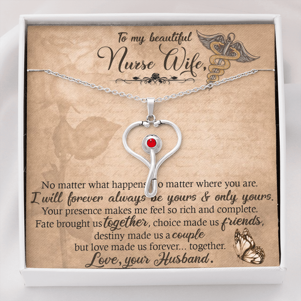 To my beautiful nurse wife - Stethoscope Necklace - JustFamilyThings