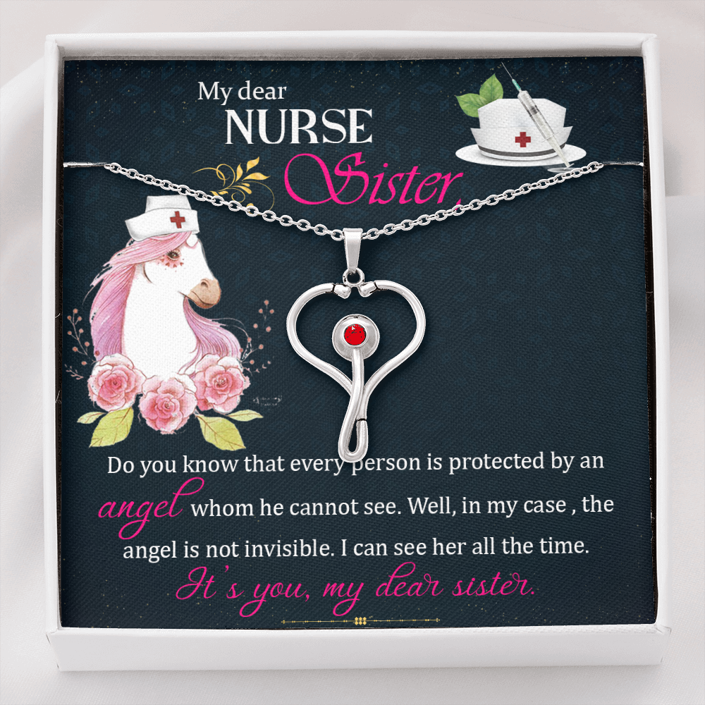 To My dear nurse sister - Stethoscope Necklace - JustFamilyThings