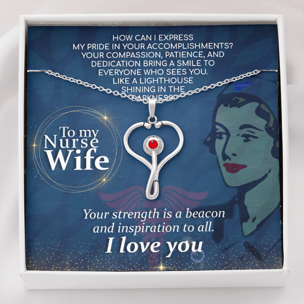 To My Nurse Wife - Stethoscope Necklace - JustFamilyThings