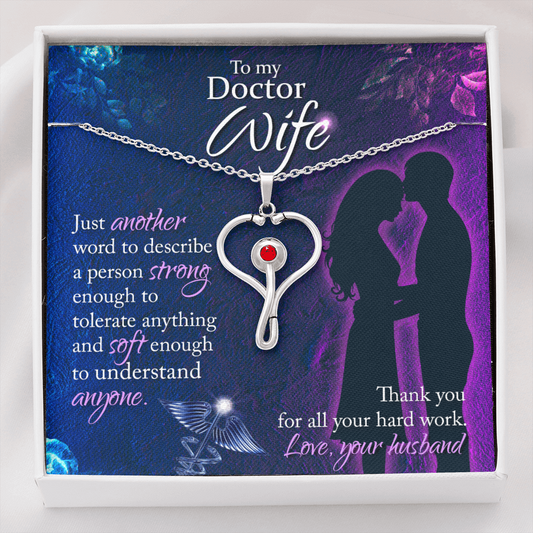 To My Doctor Wife - Just another word - Stethoscope Necklace - JustFamilyThings