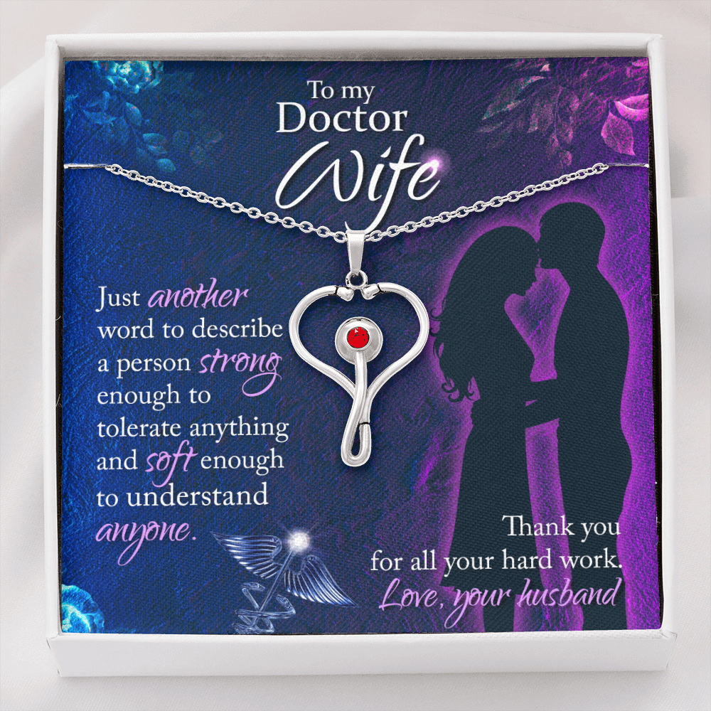 To My Doctor Wife - Just another word - Stethoscope Necklace - JustFamilyThings