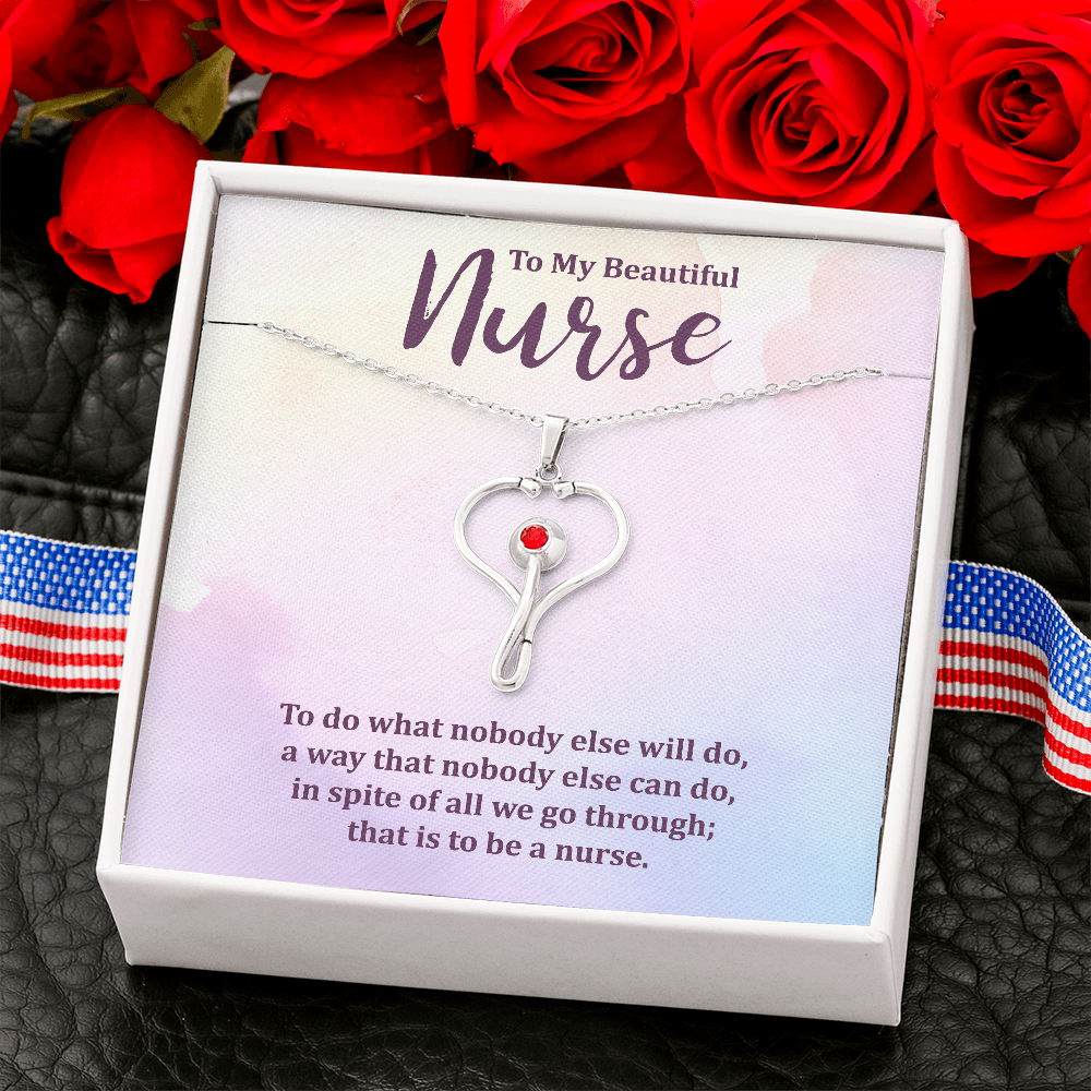 To My Beautiful Nurse, Gift for Nurse, Nurse Necklace Jewelry - JustFamilyThings