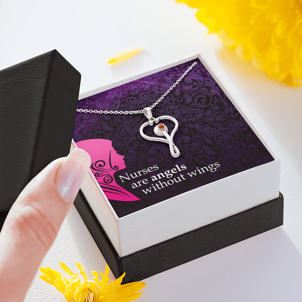 Nurses are angelswithout wings - Stethoscope Necklace - JustFamilyThings