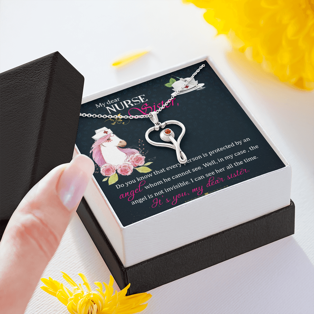 To My dear nurse sister - Stethoscope Necklace - JustFamilyThings