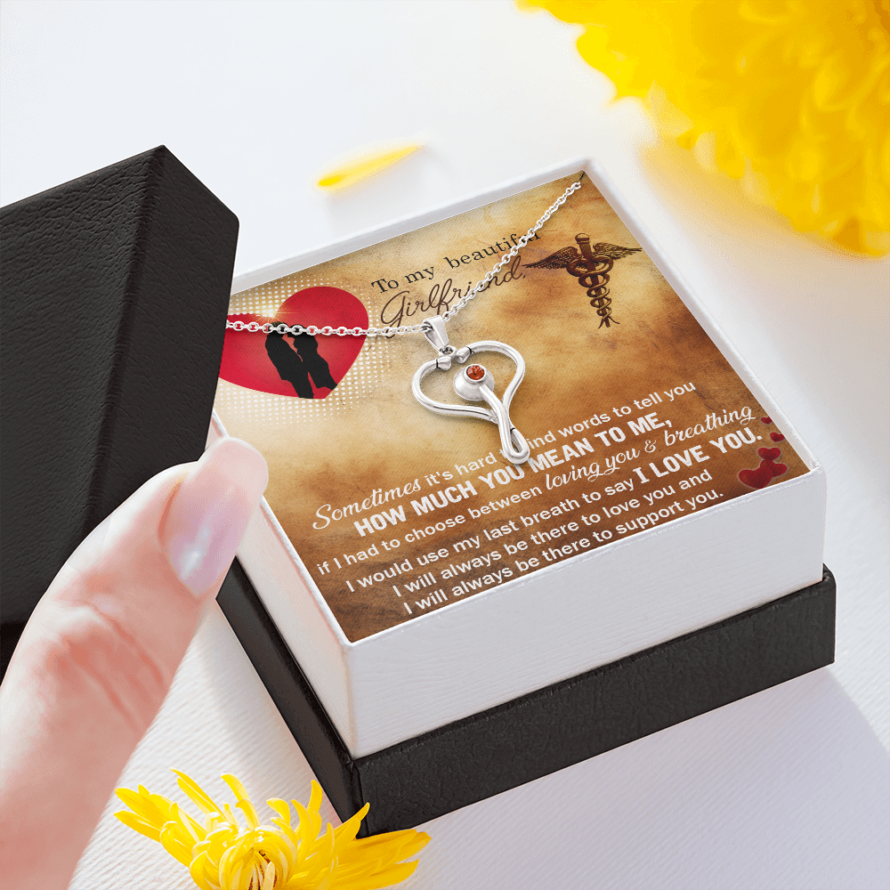 To my nurse girlfriend - Sometimes it's hard to find words - Stethoscope Necklace - JustFamilyThings
