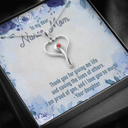 To My Dear Nurse Mom, Gift for Nurse Mom - Stethoscope Necklace - JustFamilyThings