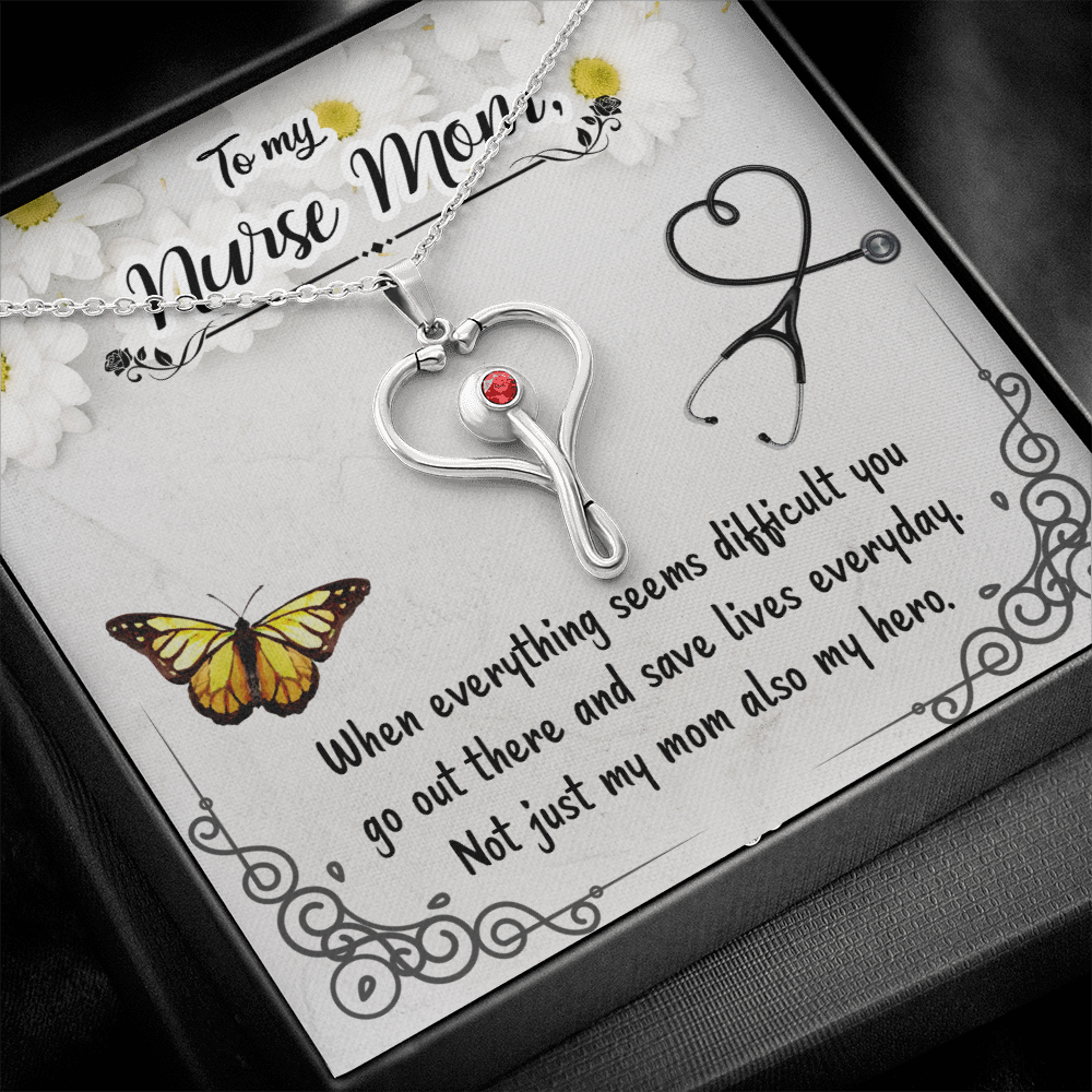 To my nurse mom - When everything seems difficult - Stethoscope Necklace - JustFamilyThings