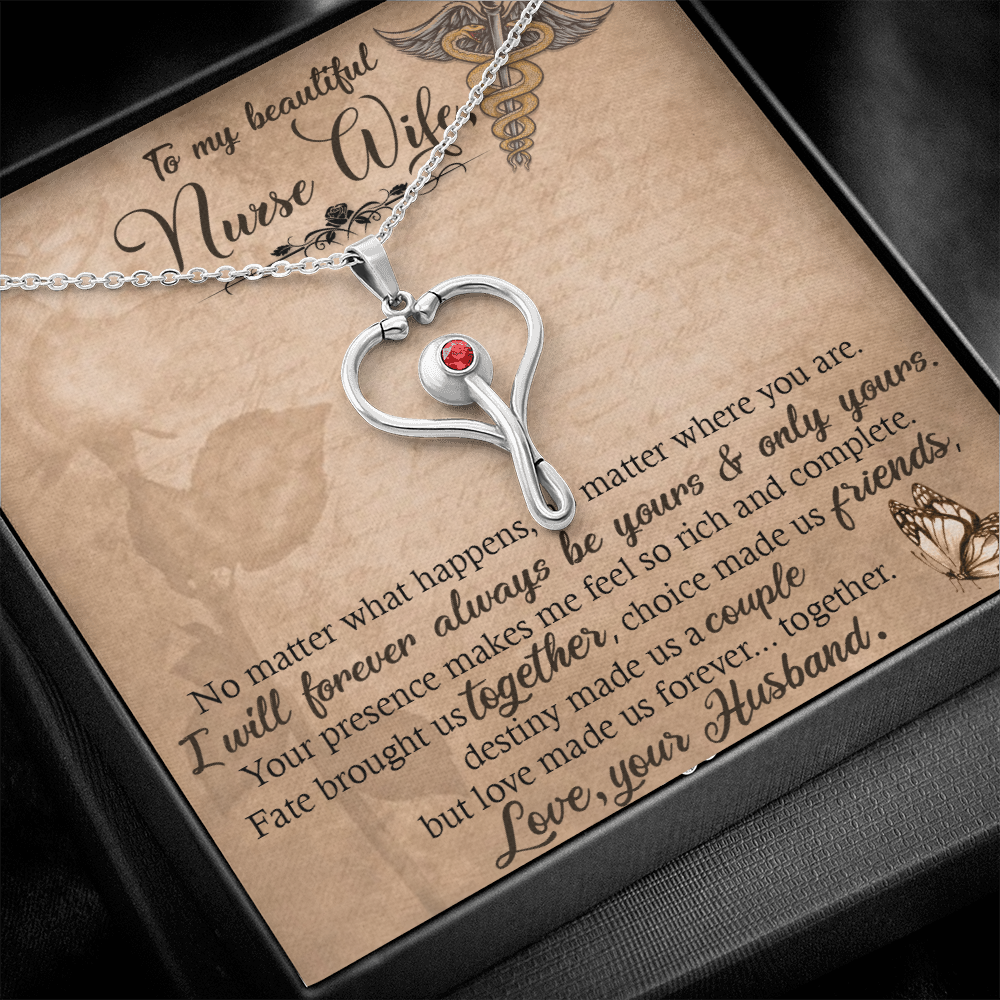 To my beautiful nurse wife - Stethoscope Necklace - JustFamilyThings