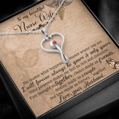 To my beautiful nurse wife - Stethoscope Necklace - JustFamilyThings