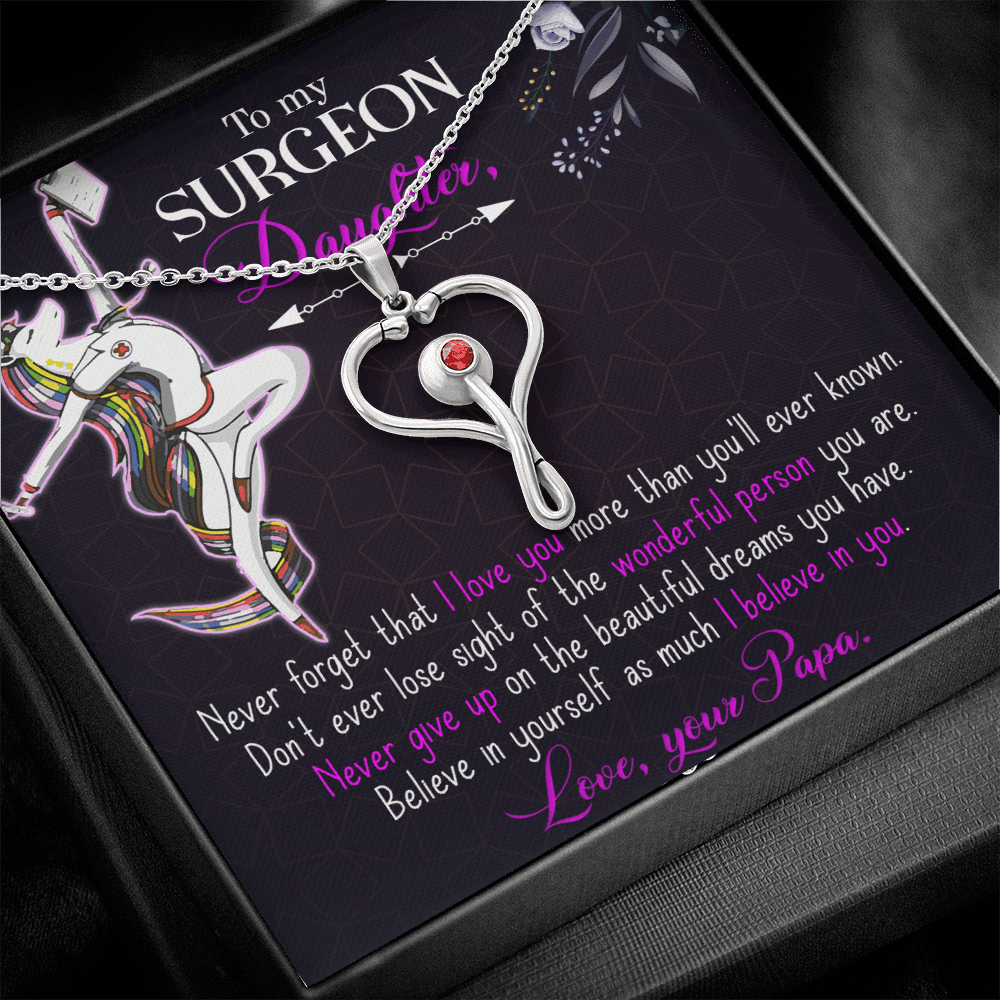 To my surgeon daughter from dad - Stethoscope Necklace - JustFamilyThings