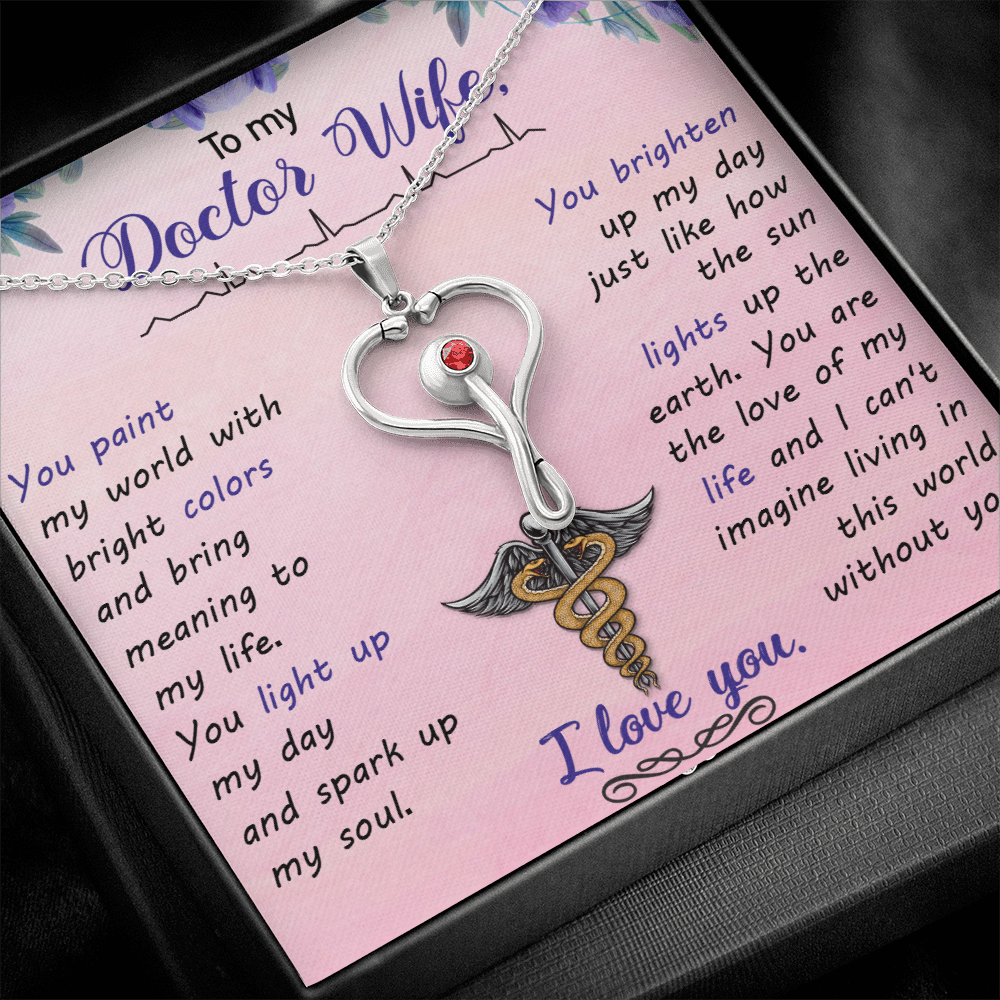 To my doctor wife - you paint my world - Stethoscope Necklace - JustFamilyThings