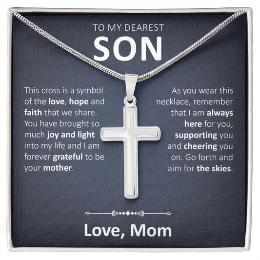 To My Dearest Son - This Cross Is A Symbol - Artisan Cross Necklace - JustFamilyThings