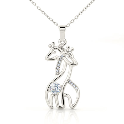 To my mom from daughter - you're the most beautiful and caring person - Giraffe Necklace - JustFamilyThings