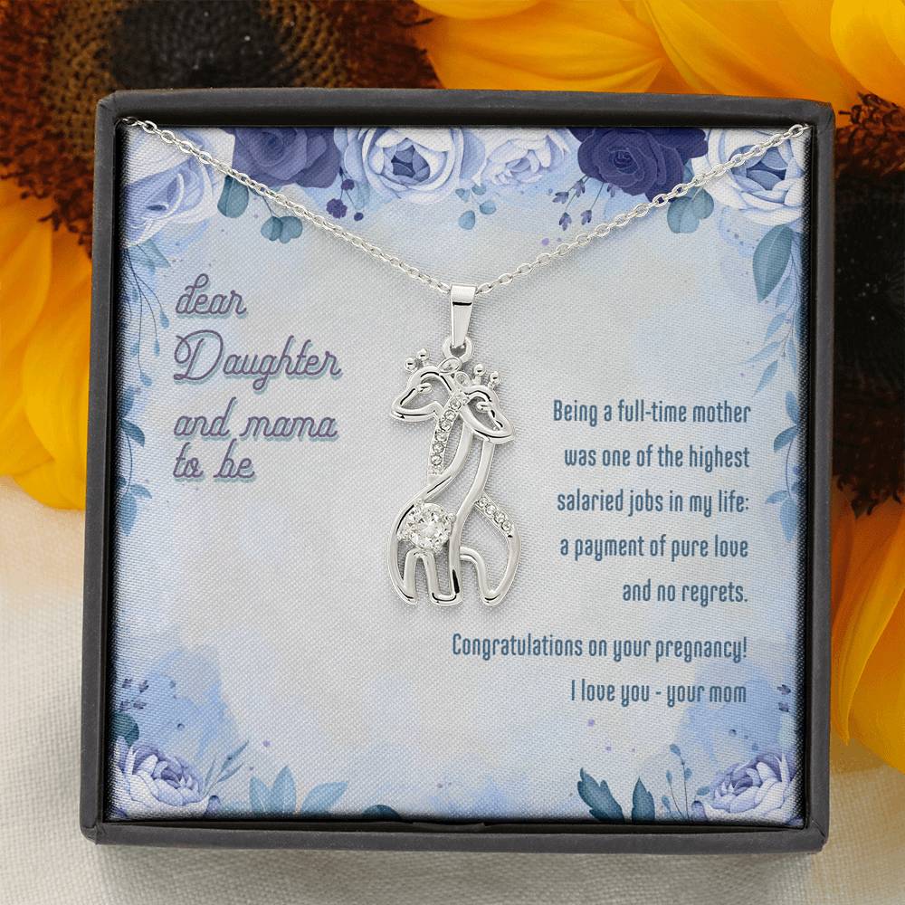 Gift for Pregnant Daughter from Mom - Giraffe Necklace - JustFamilyThings