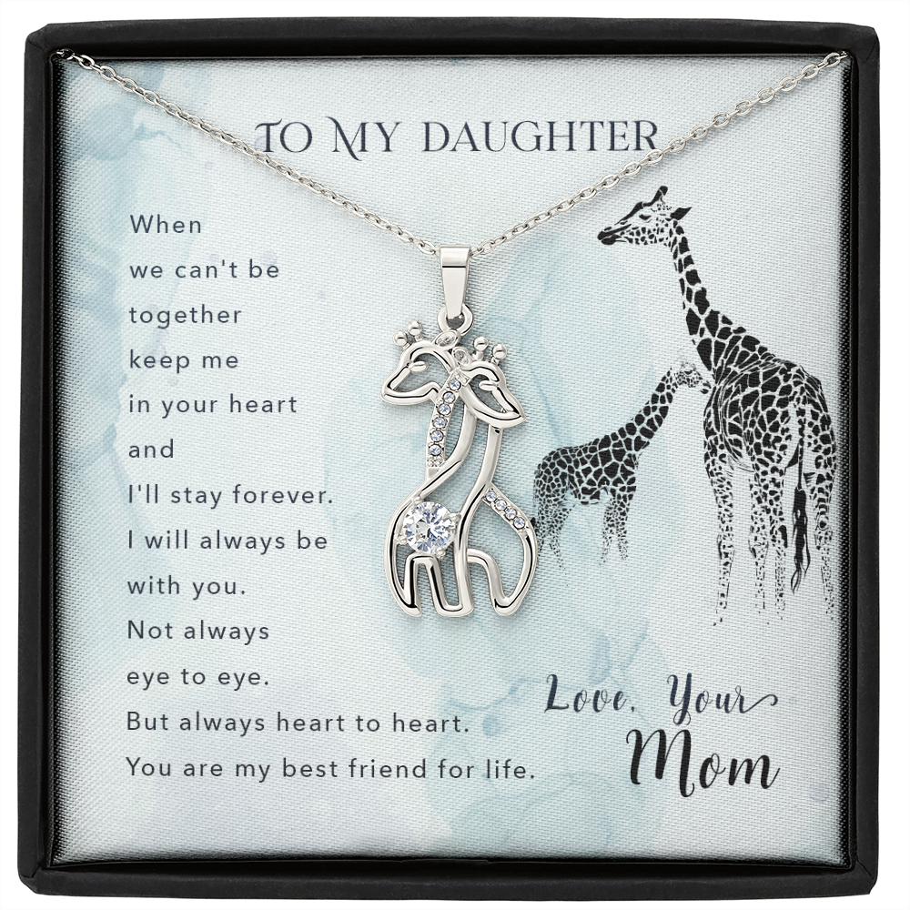 To my daughter from mom - When we can't be - Giraffe Necklace - JustFamilyThings