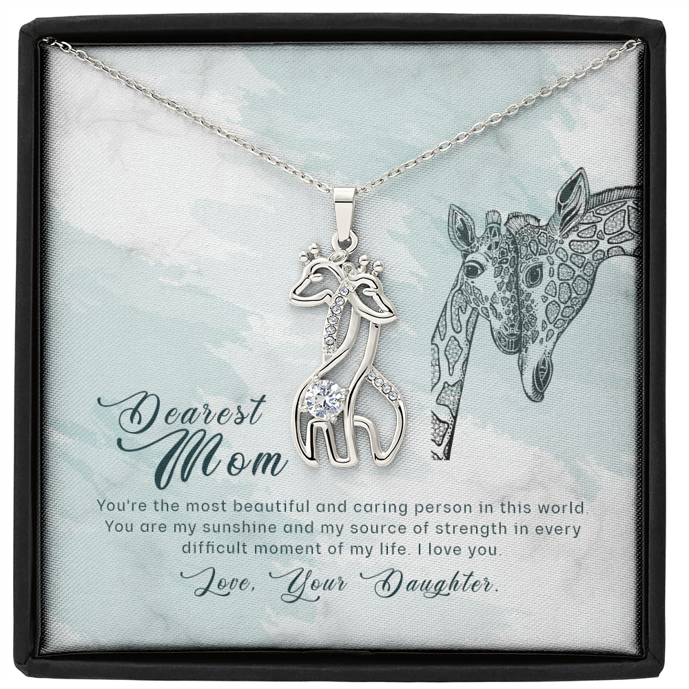 To my mom from daughter - you're the most beautiful and caring person - Giraffe Necklace - JustFamilyThings